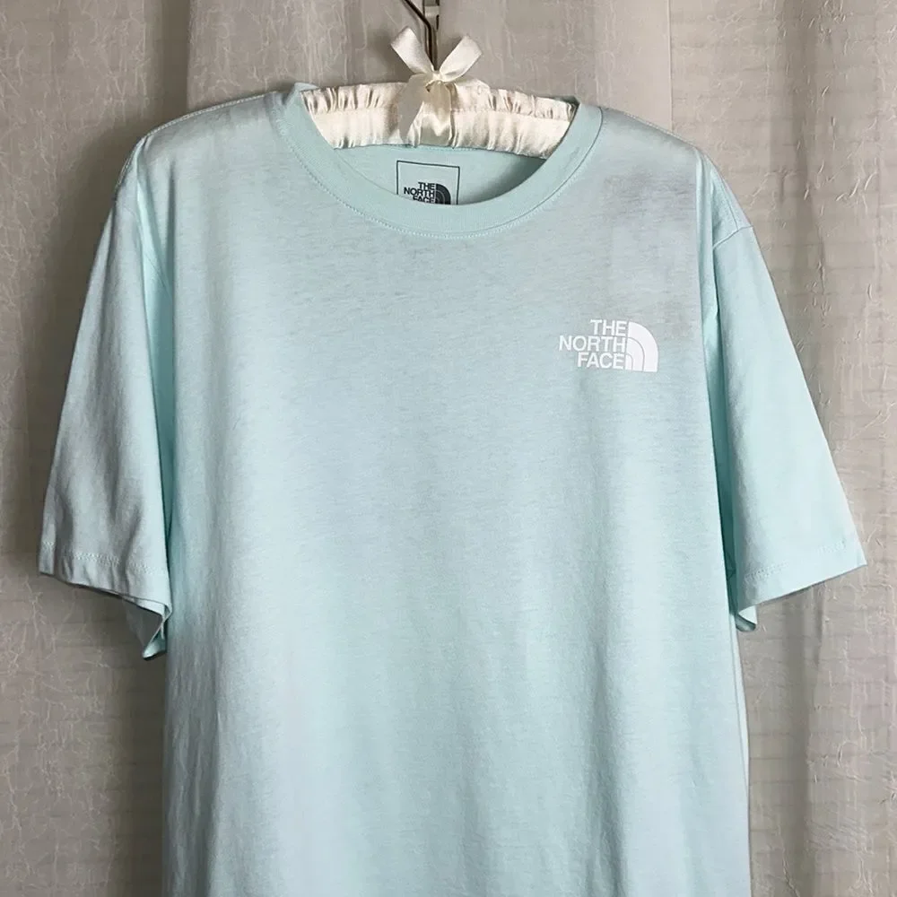 The North Face XL Sky Blue White Cotton Crewneck Short Sleeve Tee - Picture 3 of 11